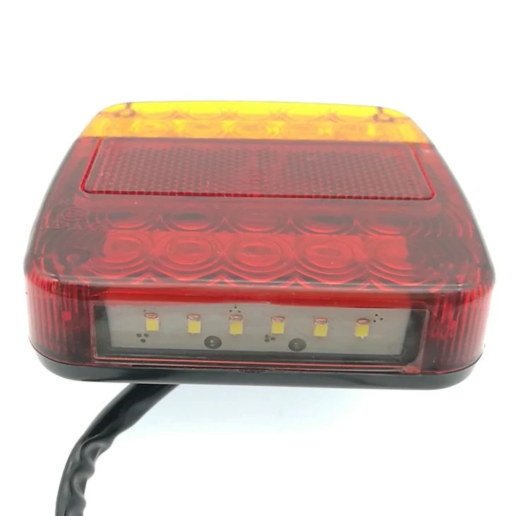 Truck Trailer Red & Amber Combined StopTurn Tail Backup Lights With License Plate Number Light